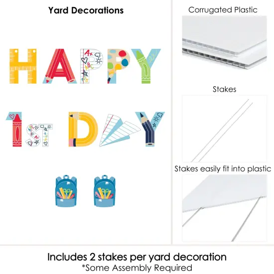 Big Dot of Happiness First Day of School - Yard Sign Outdoor Lawn Decorations - Back to School Classroom Yard Signs - Happy 1st Day {6}