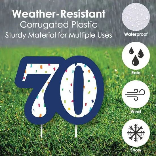 Big Dot of Happiness 70th Birthday - Cheerful Happy Birthday - Lawn Decorations - Outdoor Seventieth Birthday Party Yard Decorations - 10 Piece {6}