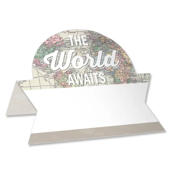 Big Dot of Happiness World Awaits - Travel Themed Party Tent Buffet Card - Table Setting Name Place Cards - Set of 24 {1}