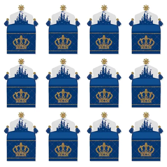 Big Dot of Happiness Royal Prince Charming - Treat Box Party Favors - Baby Shower or Birthday Party Goodie Gable Boxes - Set of 12 {6}