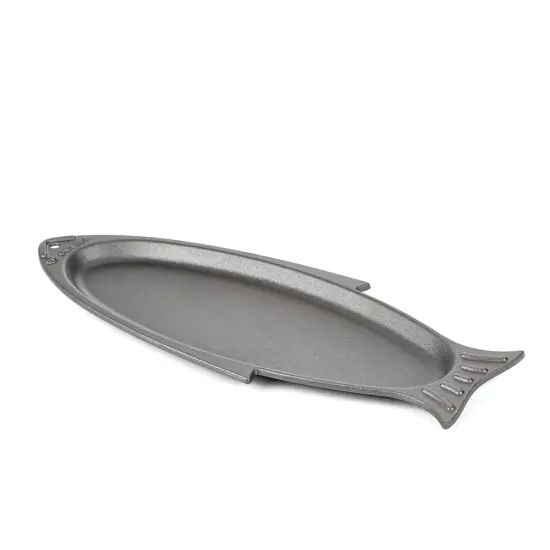 Outset 76376 Cast Iron Fish Grill Serving Pan 18.5 x 7.25 inches {3}