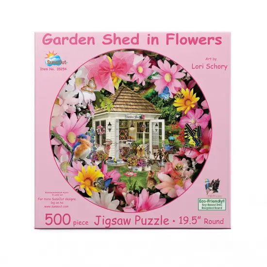 Sunsout Garden Shed in Flower 500 pc Round Jigsaw Puzzle 35254 {4}