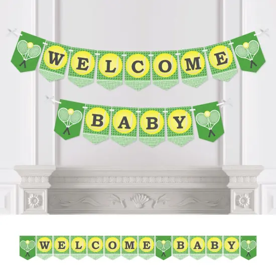 Big Dot of Happiness You Got Served - Tennis - Baby Shower Bunting Banner - Tennis Ball Party Decorations - Welcome Baby {1}