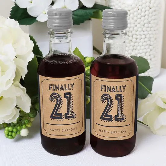 Big Dot of Happiness Finally 21 - 21st Birthday - Mini Wine and Champagne Bottle Label Stickers - 21st Birthday Party Favor Gift - Set of 16 {6}