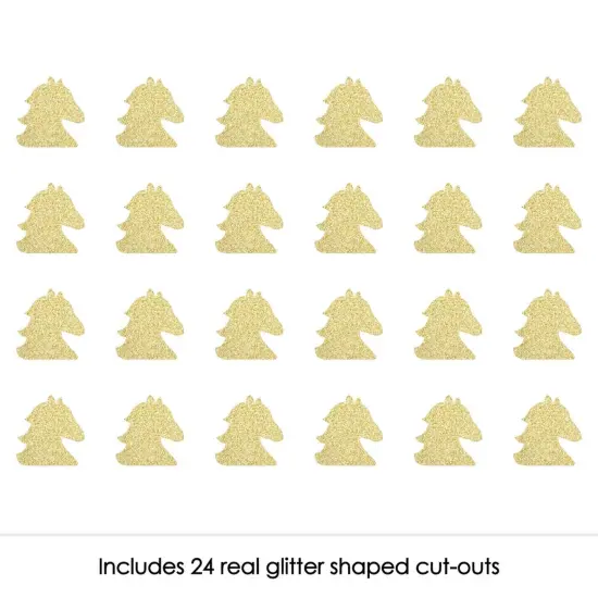 Big Dot of Happiness Gold Glitter Horse - No-Mess Real Gold Glitter Cut-Outs - Kentucky Horse Derby Horse Race Party Confetti - Set of 24 {3}
