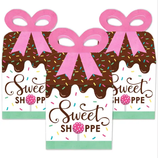 Big Dot of Happiness Sweet Shoppe - Square Favor Gift Boxes - Candy and Bakery Birthday Party or Baby Shower Bow Boxes - Set of 12 {3}