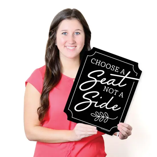 Big Dot of Happiness Black Choose a Seat, Not a Side - Outdoor Lawn Sign - Wedding Ceremony Seating Yard Sign - 1 Piece {7}