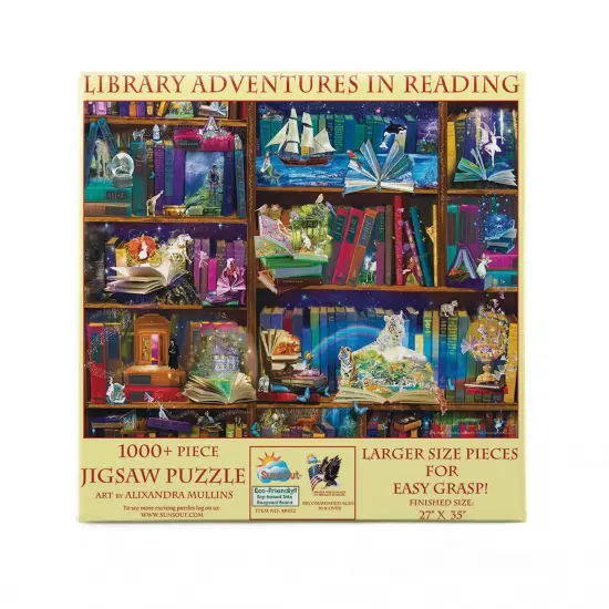 Sunsout Library Adventures in Reading 1000 pc Large Pieces Jigsaw Puzzle 48432 {3}