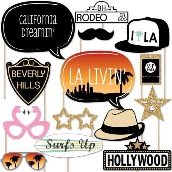 Big Dot of Happiness LA Livin' - Hollywood California Party Booth Props Kit - 20 Count {1}