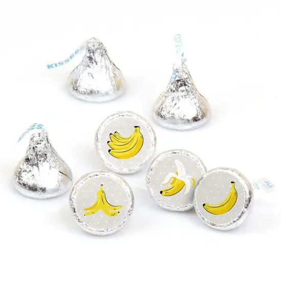 Big Dot of Happiness Let's Go Bananas - Tropical Party Round Candy Sticker Favors - Labels Fits Chocolate Candy (1 sheet of 108) {1}
