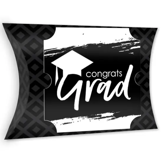 Big Dot of Happiness Black and White Grad - Best is Yet to Come - Favor Gift Boxes - Black and White Graduation Party Large Pillow Boxes - Set of 12 {1}