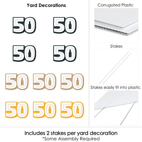 Big Dot of Happiness Cheers and Beers to 50 Years - Fifty Shaped Lawn Decorations - Outdoor 50th Birthday Party Yard Decorations - 10 Piece {7}