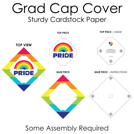 Big Dot of Happiness Love is Love - Pride - Rainbow Graduation Cap Decorations Kit - Grad Cap Cover {7}