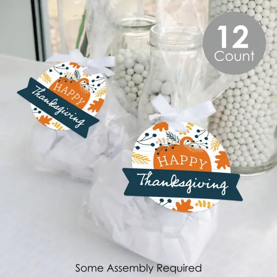 Big Dot of Happiness Happy Thanksgiving - Fall Harvest Party Clear Goodie Favor Bags - Treat Bags With Tags - Set of 12 {3}