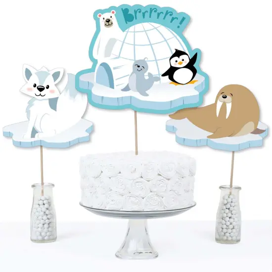 Big Dot of Happiness Arctic Polar Animals - Winter Baby Shower or Birthday Party Centerpiece Sticks - Table Toppers - Set of 15 {4}
