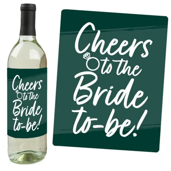 Big Dot of Happiness Emerald Elegantly Simple - Wedding or Bridal Shower Guest Party Favors Decorations- Wine Bottle Label Stickers - Set of 4 {3}