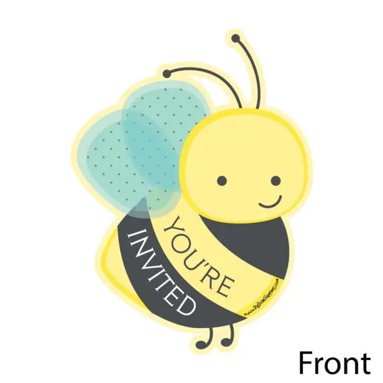 Big Dot of Happiness Honey Bee - Shaped Fill-in Invitations - Baby Shower or Birthday Party Invitation Cards with Envelopes - Set of 12 {3}