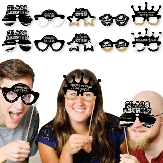 Big Dot of Happiness Reunited Glasses - Paper Card Stock School Class Reunion Party Photo Booth Props Kit - 10 Count {3}
