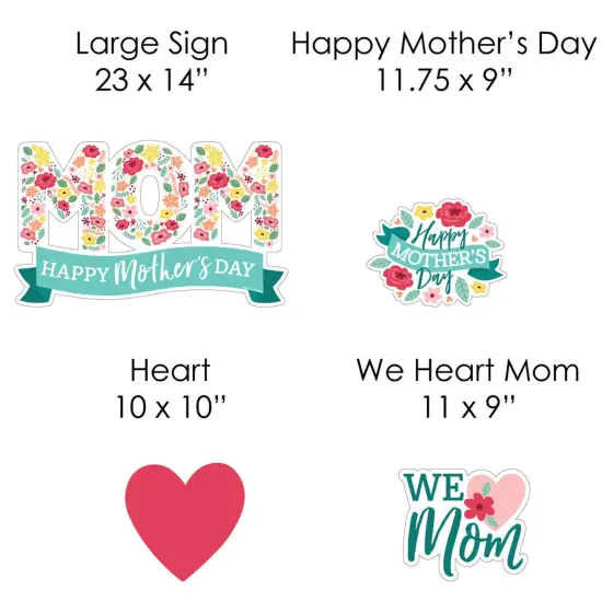 Big Dot of Happiness Colorful Floral Happy Mother's Day - Yard Sign and Outdoor Lawn Decorations - We Love Mom Party Yard Signs - Set of 8 {7}