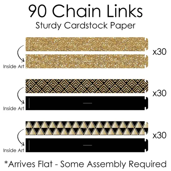 Big Dot of Happiness Roaring 20's - 90 Chain Links and 30 Paper Tassels Decoration Kit - 1920s Art Deco Jazz Party Paper Chains Garland - 21 feet {7}