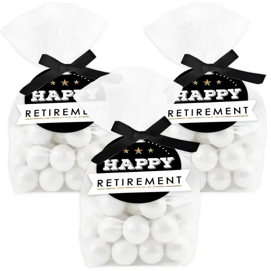 Big Dot of Happiness Happy Retirement - Retirement Party Clear Goodie Favor Bags - Treat Bags With Tags - Set of 12 {1}