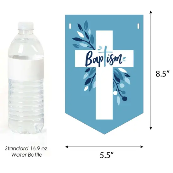 Big Dot of Happiness Baptism Blue Elegant Cross - Boy Religious Party Bunting Banner - Party Decorations - God Bless Your Baptism {3}