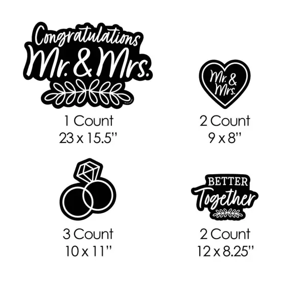 Big Dot of Happiness Black and White Mr. and Mrs. - Yard Sign and Outdoor Lawn Decorations - Wedding Congratulations Yard Signs - Set of 8 {7}