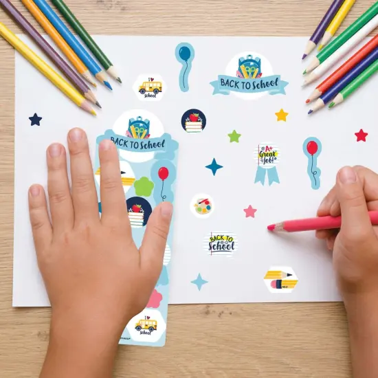 Big Dot of Happiness Back to School - First Day of School Classroom Decorations Favor Kids Stickers - 16 Sheets - 256 Stickers {7}