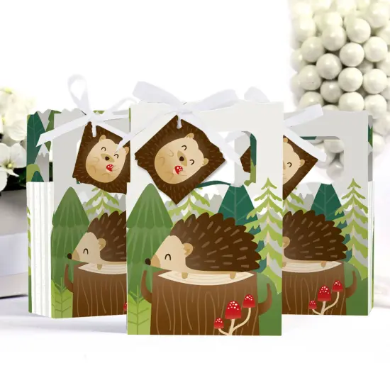 Big Dot of Happiness Forest Hedgehogs - Woodland Birthday Party or Baby Shower Favor Boxes - Set of 12 {4}