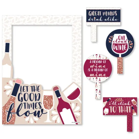Big Dot of Happiness But First, Wine - Wine Tasting Party Selfie Photo Booth Picture Frame and Props - Printed on Sturdy Material {7}