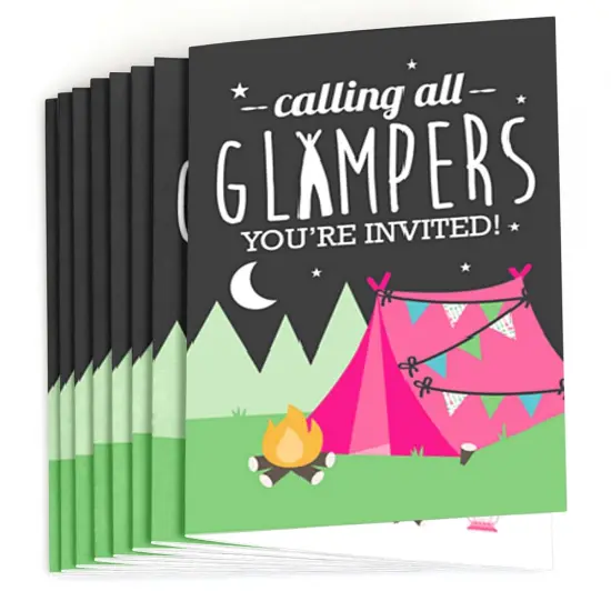 Big Dot of Happiness Let's Go Glamping - Fill In Camp Glamp Party or Birthday Party Invitations (8 count) {3}