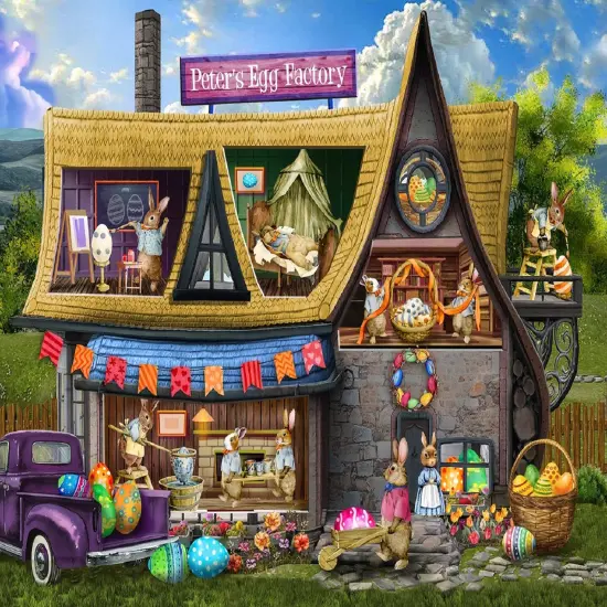 Sunsout Peter's Egg Factory 300 pc Easter Jigsaw Puzzle 29830 {1}