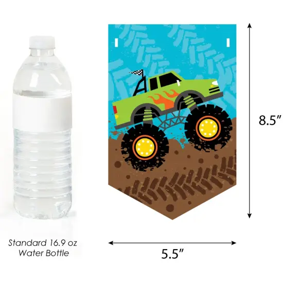 Big Dot of Happiness Smash and Crash - Monster Truck - Boy Birthday Party Bunting Banner - Birthday Party Decorations - Happy Birthday {3}