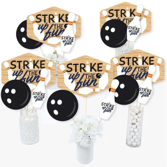Big Dot of Happiness Strike Up the Fun - Bowling - Birthday Party or Baby Shower Centerpiece Sticks - Table Toppers - Set of 15 {3}