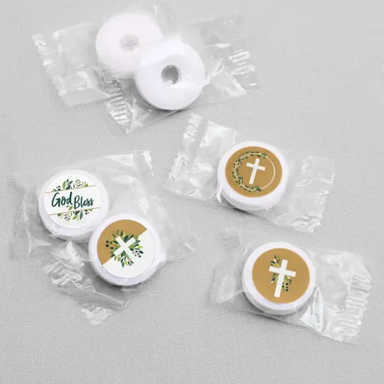 Big Dot of Happiness Elegant Cross - Religious Party Round Candy Sticker Favors - Labels Fits Chocolate Candy (1 sheet of 108) {4}