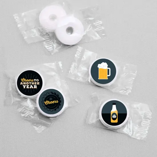 Big Dot of Happiness Cheers and Beers Happy Birthday - Birthday Party Round Candy Sticker Favors - Labels Fits Chocolate Candy (1 sheet of 108) {4}
