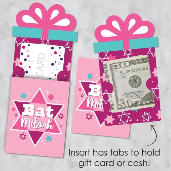 Big Dot of Happiness Pink Bat Mitzvah - Girl Party Money and Gift Card Sleeves - Nifty Gifty Card Holders - Set of 8 {4}