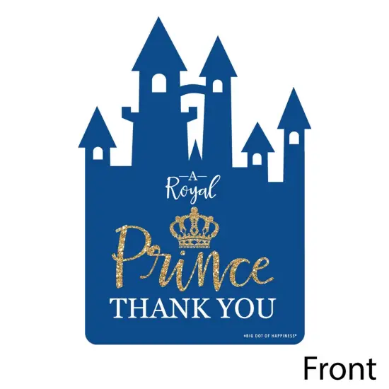 Big Dot of Happiness Royal Prince Charming - Shaped Thank You Cards - Baby Shower or Birthday Party Thank You Note Cards with Envelopes - Set of 12 {4}