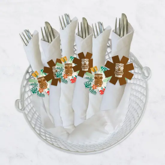 Big Dot of Happiness Tropical Luau - Hawaiian Beach Party Paper Napkin Holder - Napkin Rings - Set of 24 {4}