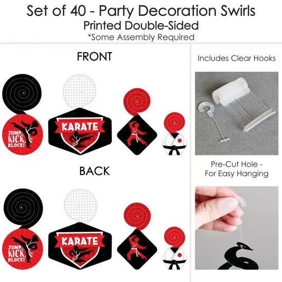 Big Dot of Happiness Karate Master - Martial Arts Birthday Party Hanging Decor - Party Decoration Swirls - Set of 40 {7}