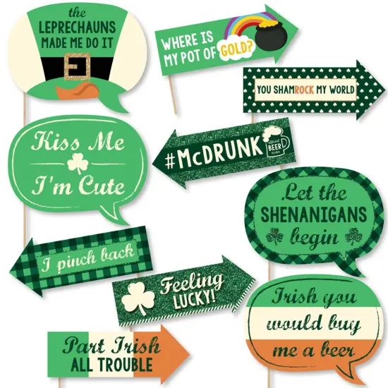 Big Dot of Happiness Funny St. Patrick's Day - Saint Paddy's Day Photo Booth Props Kit - 10 Piece {1}