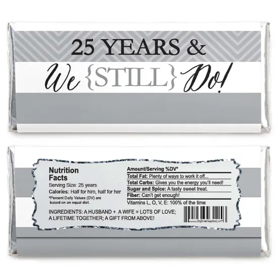 Big Dot of Happiness We Still Do - 25th Wedding Anniversary Party - Candy Bar Wrappers Party Favors - Set of 24 {3}