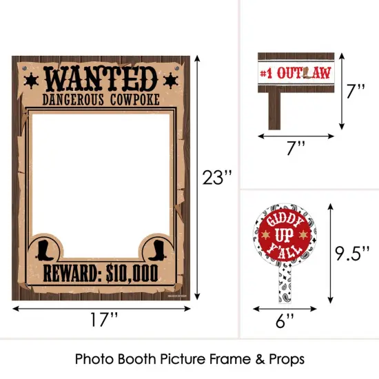 Big Dot of Happiness Western Hoedown - Wild West Cowboy Party Selfie Photo Booth Picture Frame and Props - Printed on Sturdy Material {6}