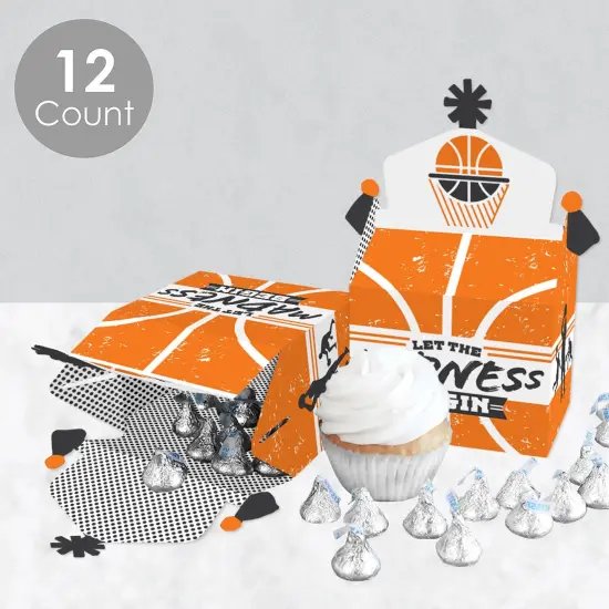 Big Dot of Happiness Basketball - Let the Madness Begin - Treat Box Party Favors - College Basketball Party Goodie Gable Boxes - Set of 12 {4}