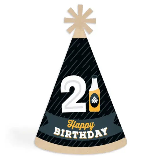 Big Dot of Happiness Cheers and Beers to 21 Years - Cone Happy Birthday Party Hats for Adults - Set of 8 (Standard Size) {1}