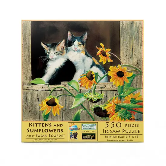 Sunsout Kittens and Sunflowers 550 pc Jigsaw Puzzle 28975 {4}
