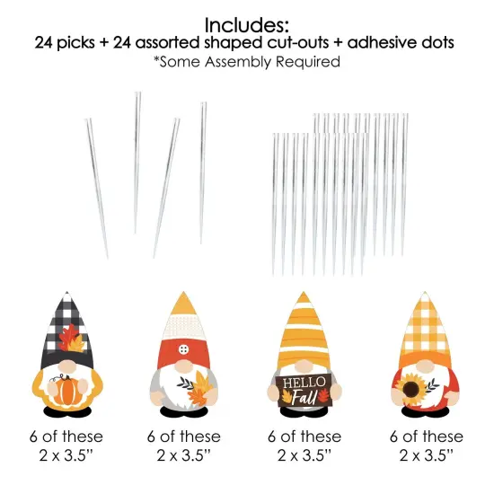 Big Dot of Happiness Fall Gnomes - Dessert Cupcake Toppers - Autumn Harvest Party Clear Treat Picks - Set of 24 {7}