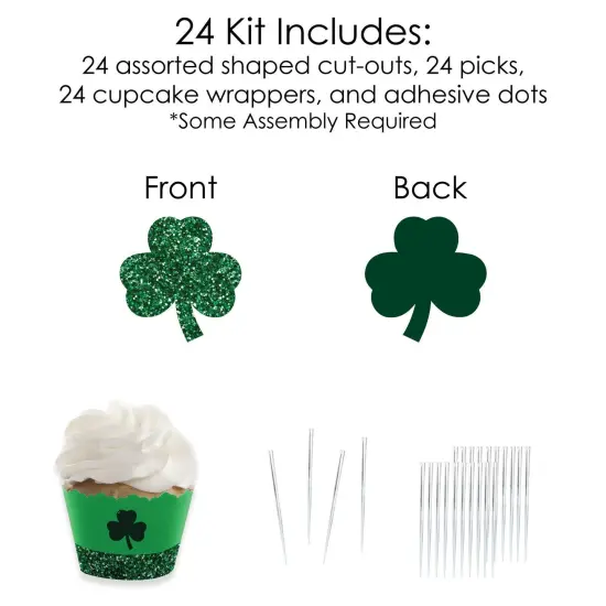 Big Dot of Happiness St. Patrick's Day - Cupcake Decoration - Saint Paddy's Day Party Cupcake Wrappers and Treat Picks Kit - Set of 24 {6}