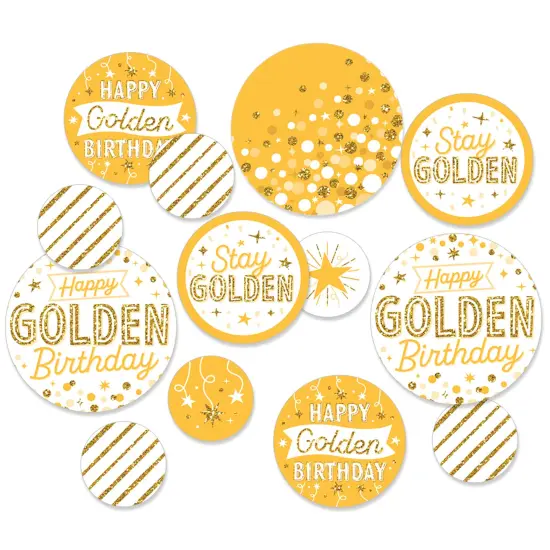 Big Dot of Happiness Golden Birthday - Happy Birthday Party Giant Circle Confetti - Party Decorations - Large Confetti 27 Count {1}