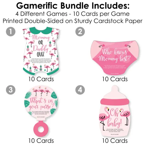 Big Dot of Happiness Pink Flamingo - Party Like a Pineapple - 4 Tropical Summer Party Games - 10 Cards Each - Gamerific Bundle {4}